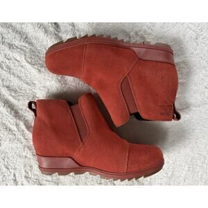 SOREL Women’s Evie Pull-On Suede Bootie Warp Red Size 9 M US NWOB